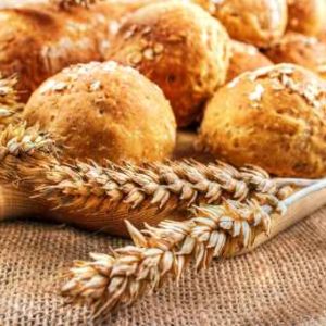 Fresh homemade buns with wheat ears (Demo)